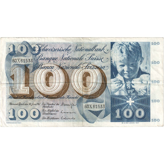 Švýcarsko, 
  
  100 Frankenů, 
  
  1967-06-30